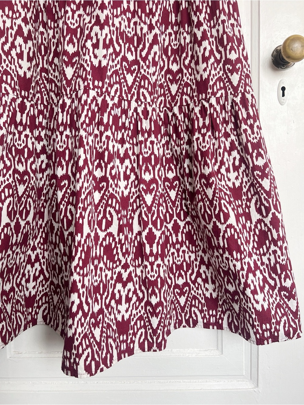 Maeve • Anthropologie Bettina Tiered Shirt Dress maxi midi cotton Wine Ikat - Picture 9 of 14